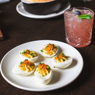 Smoked Trout Deviled Eggs